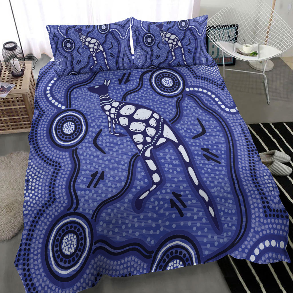 Aboriginal Kangaroo Painting Purple Bedding Set - - Vibe Hoodie Shop