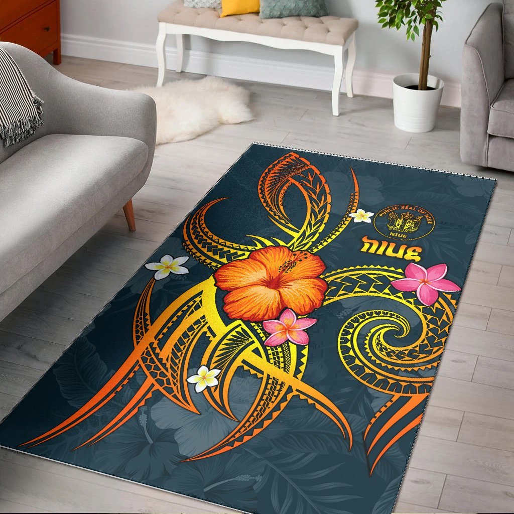 Niue Polynesian Area Rug - Legend of Niue (Blue) - Vibe Hoodie Shop