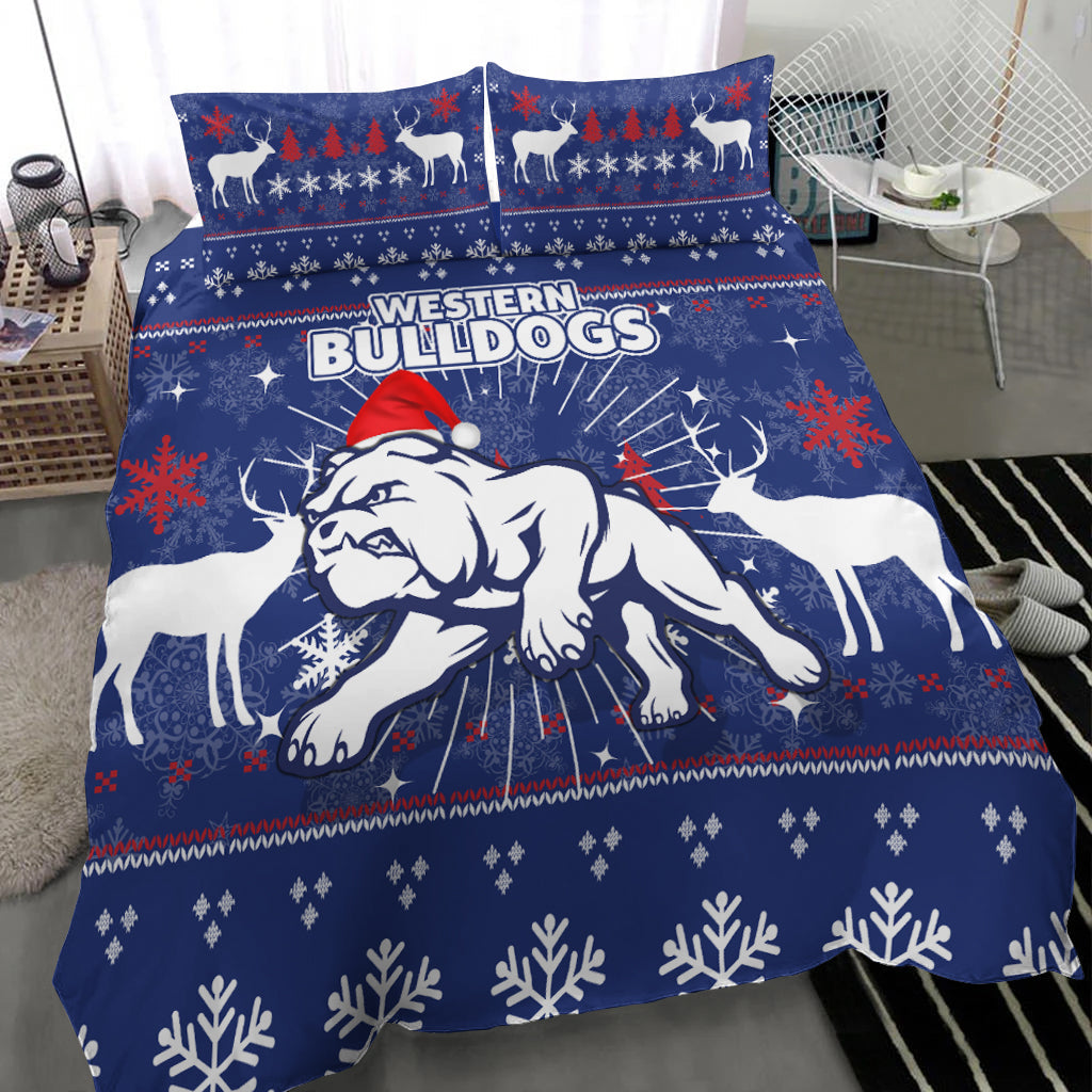 Western Bulldogs Bedding Set - Christmas Ugly Style - - Vibe Hoodie Shop