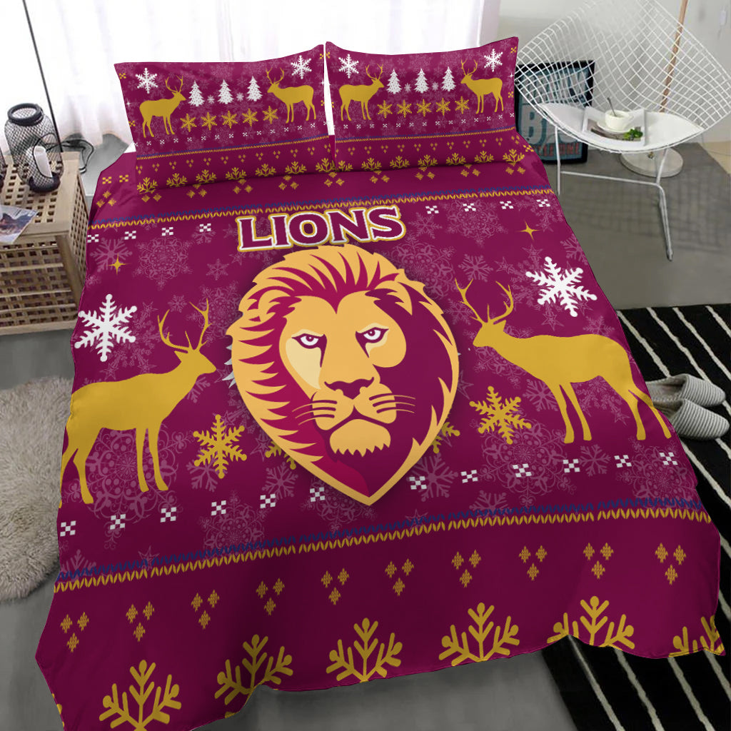 Brisbane Lion Bedding Set - Christmas Ugly Style - - Vibe Hoodie Shop