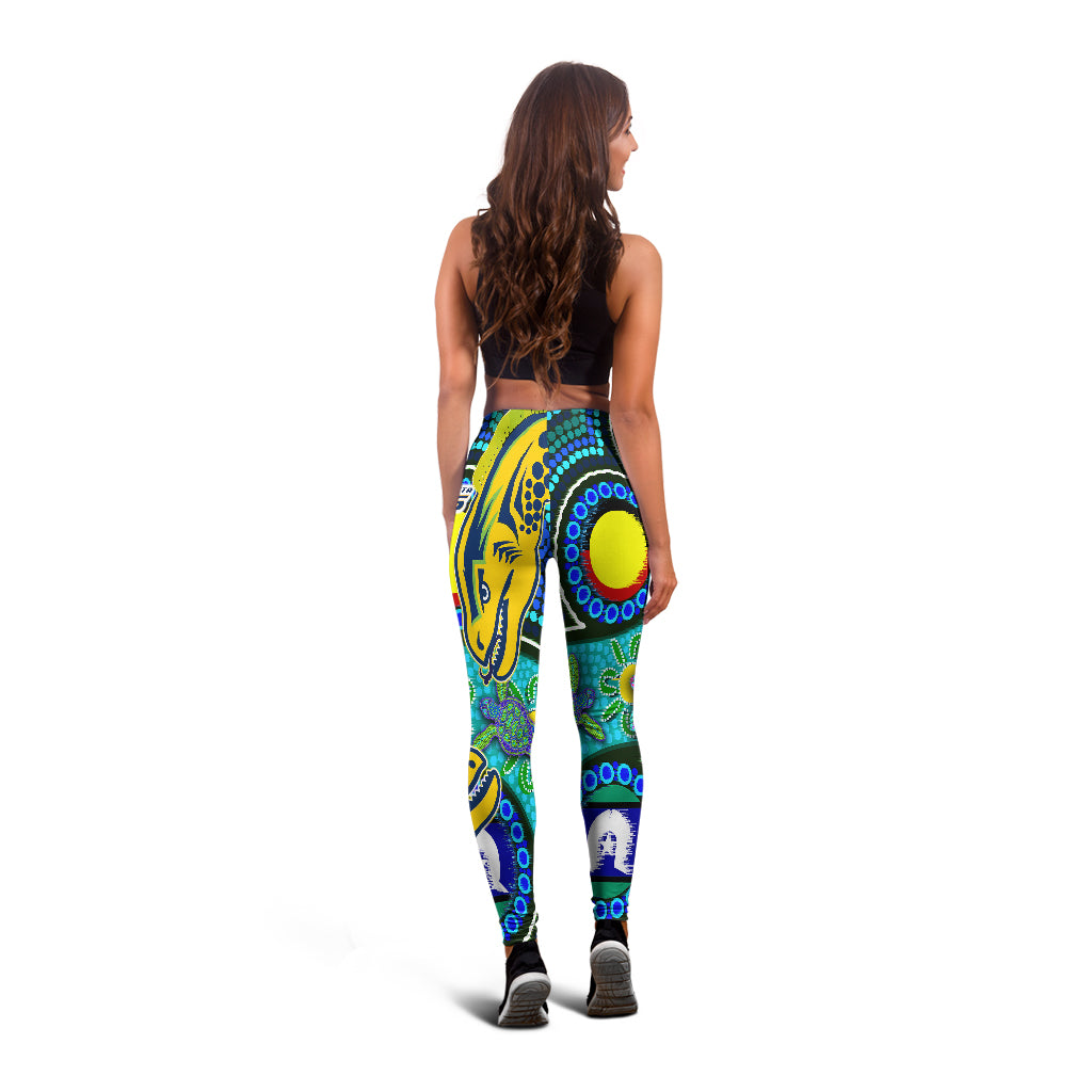 Eels Rugby Leggings - Indigenous Eels With Aboriginal and Torres Strait Islander Flag Leggings - Vibe Hoodie Shop