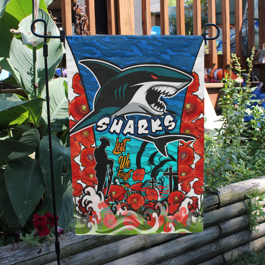 Sharks Rugby Flag - Sharks Lest We Forget And Poppies Flag - Vibe Hoodie Shop