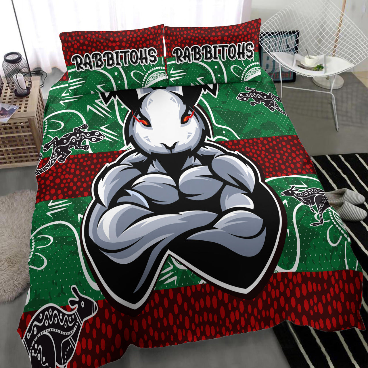 Rabbitohs Bedding Set - Custom Indigenous Super Rabbitohs Bedding Set RLT13 - Vibe Hoodie Shop