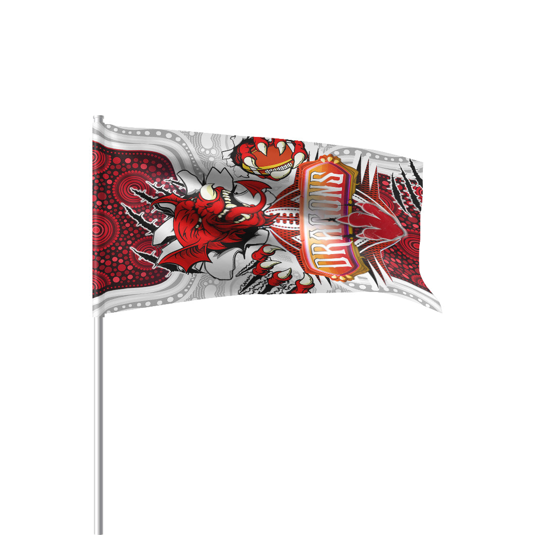 St.George Rugby Flag - Custom Indigenous Super Dragons Scratch Style Flag - Vibe Hoodie Shop