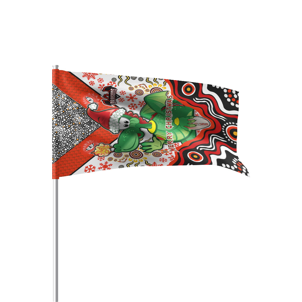 St. George Rugby Christmas Flag - Custom Christmas Green Dragons Indigenous Flag - Vibe Hoodie Shop