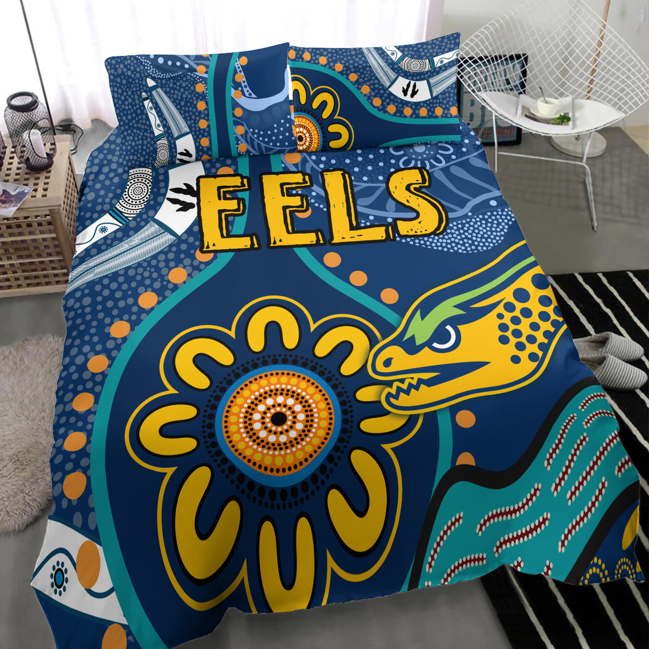 Eels Rugby Bedding Set - Custom Indigenous Eels Bedding Set RLT13 - Vibe Hoodie Shop