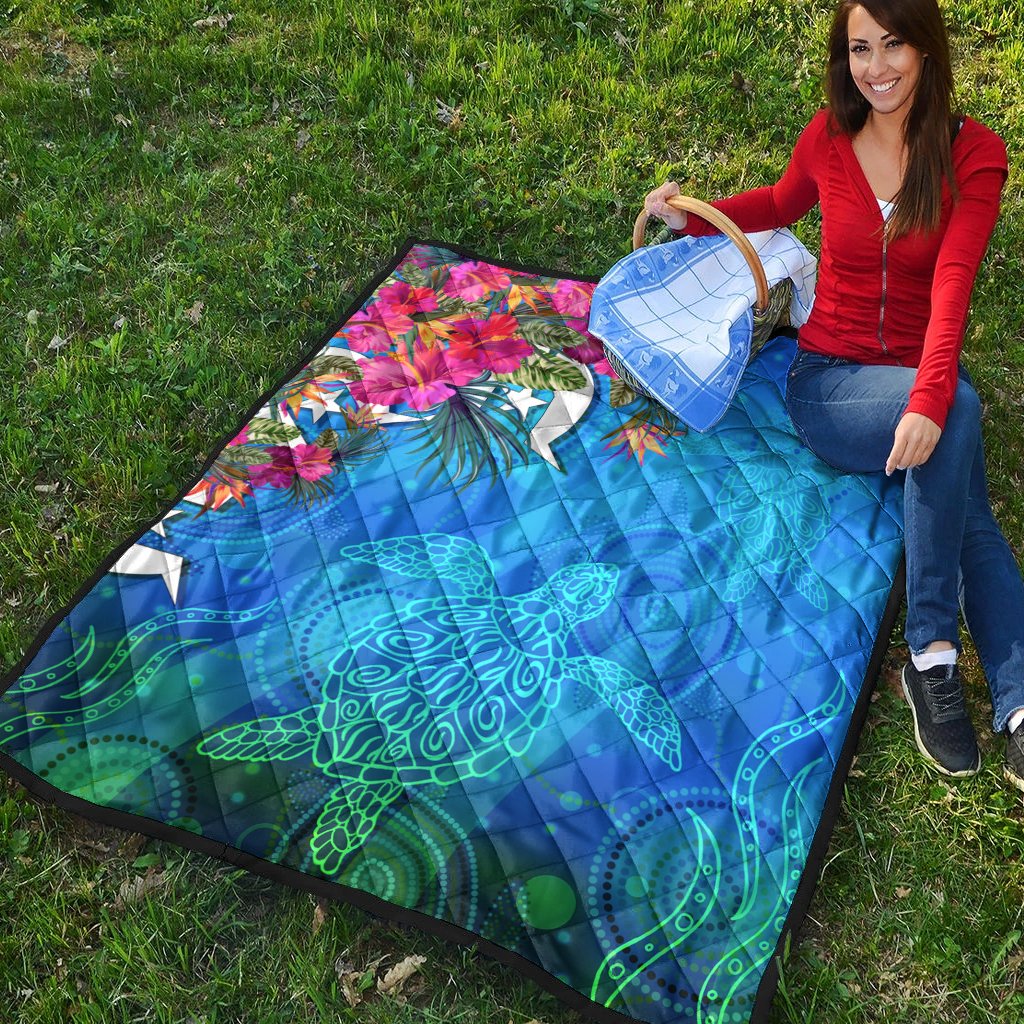 Premium Quilts - Torres Strait Blue Sea With Hibiscus - Vibe Hoodie Shop