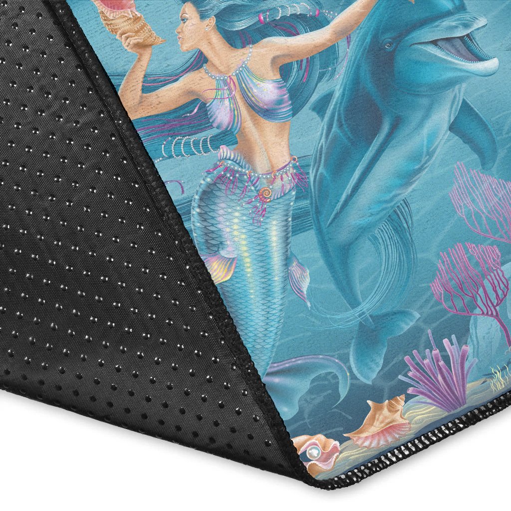 Area Rug - Australia Beautiful Mermaid With Dolphin - Vibe Hoodie Shop