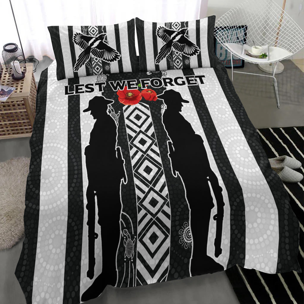 Magpies ANZAC Day Bedding Set - Indigenous Art - - Vibe Hoodie Shop