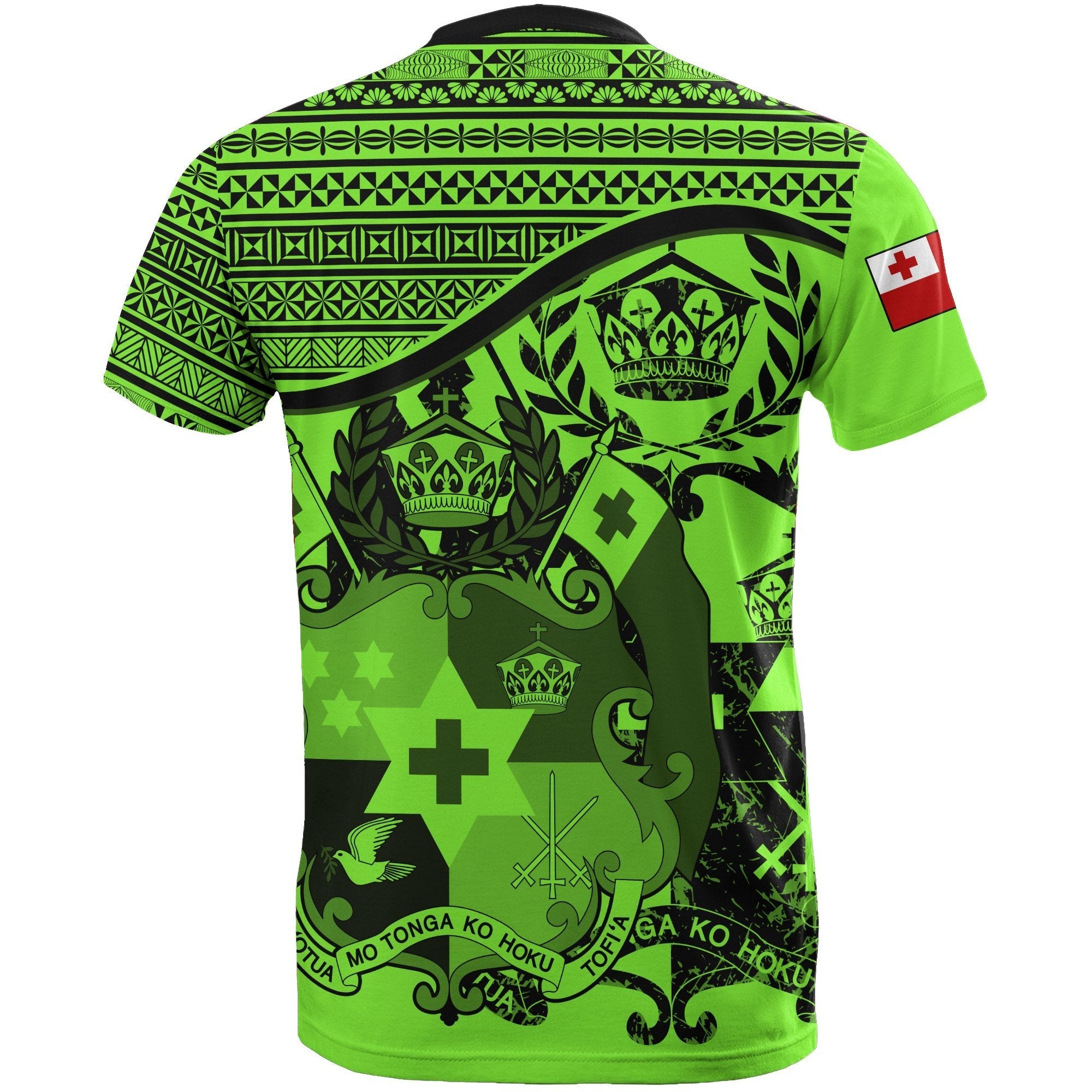 Tonga Fluo Vert Coat Of Arms T shirt - Vibe Hoodie Shop