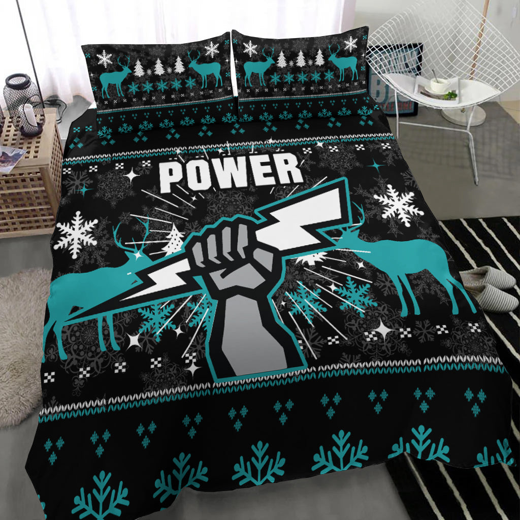 Port Adelaide Bedding Set - Christmas Ugly Style - - Vibe Hoodie Shop