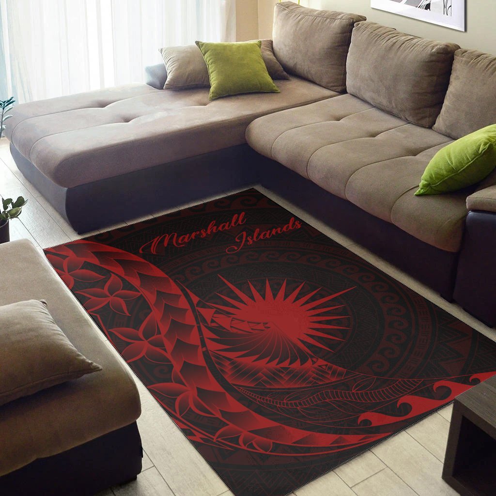 Marshall Islands Area Rug - Polynesian Pattern Style Red Color - Vibe Hoodie Shop