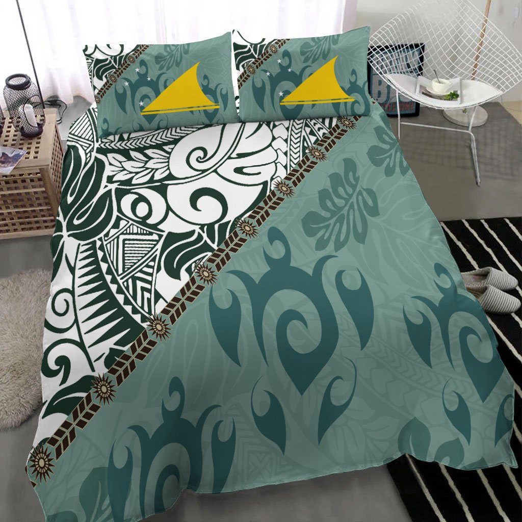 Tokelau Polynesian Bedding Set - Leaves And Turtles - Vibe Hoodie Shop