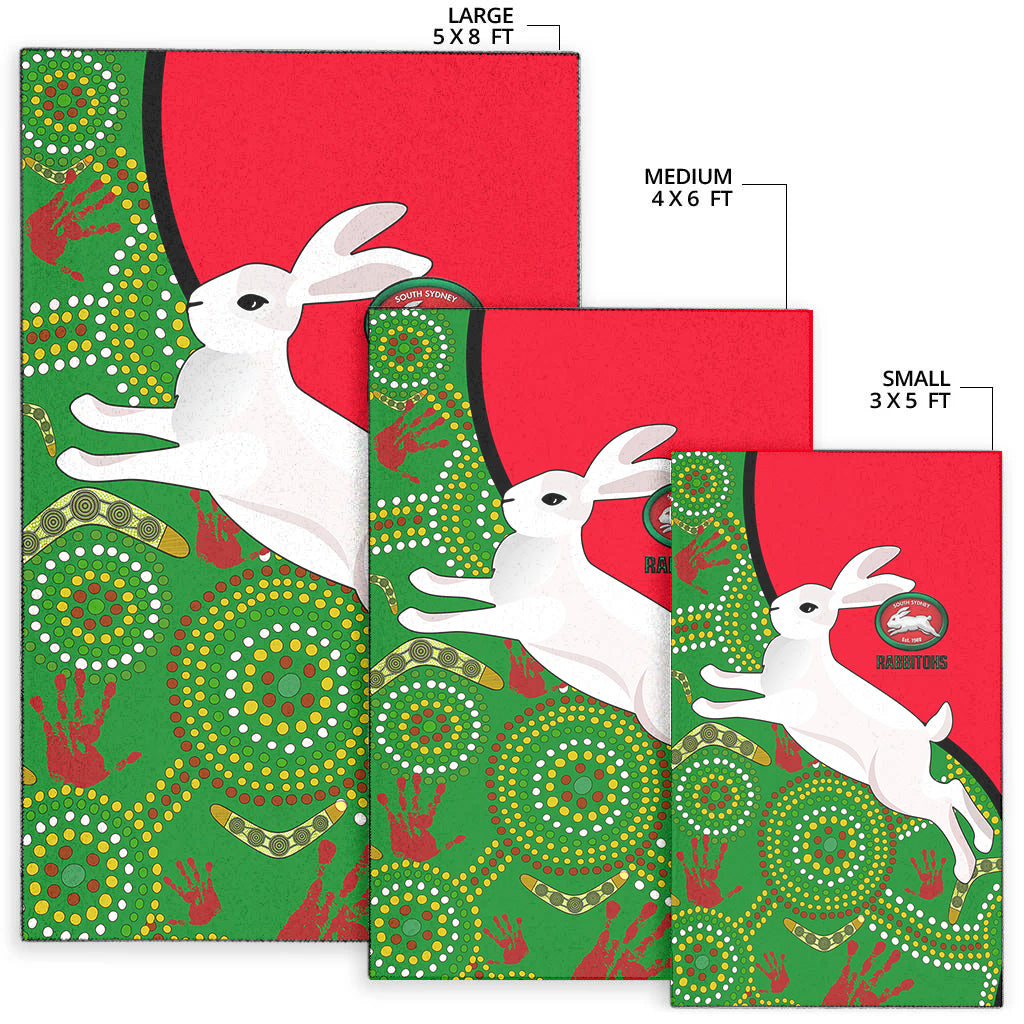 Australia Rabbitohs Area Rug - NAIDOC Pattern With Rabbits - LT20 - Vibe Hoodie Shop