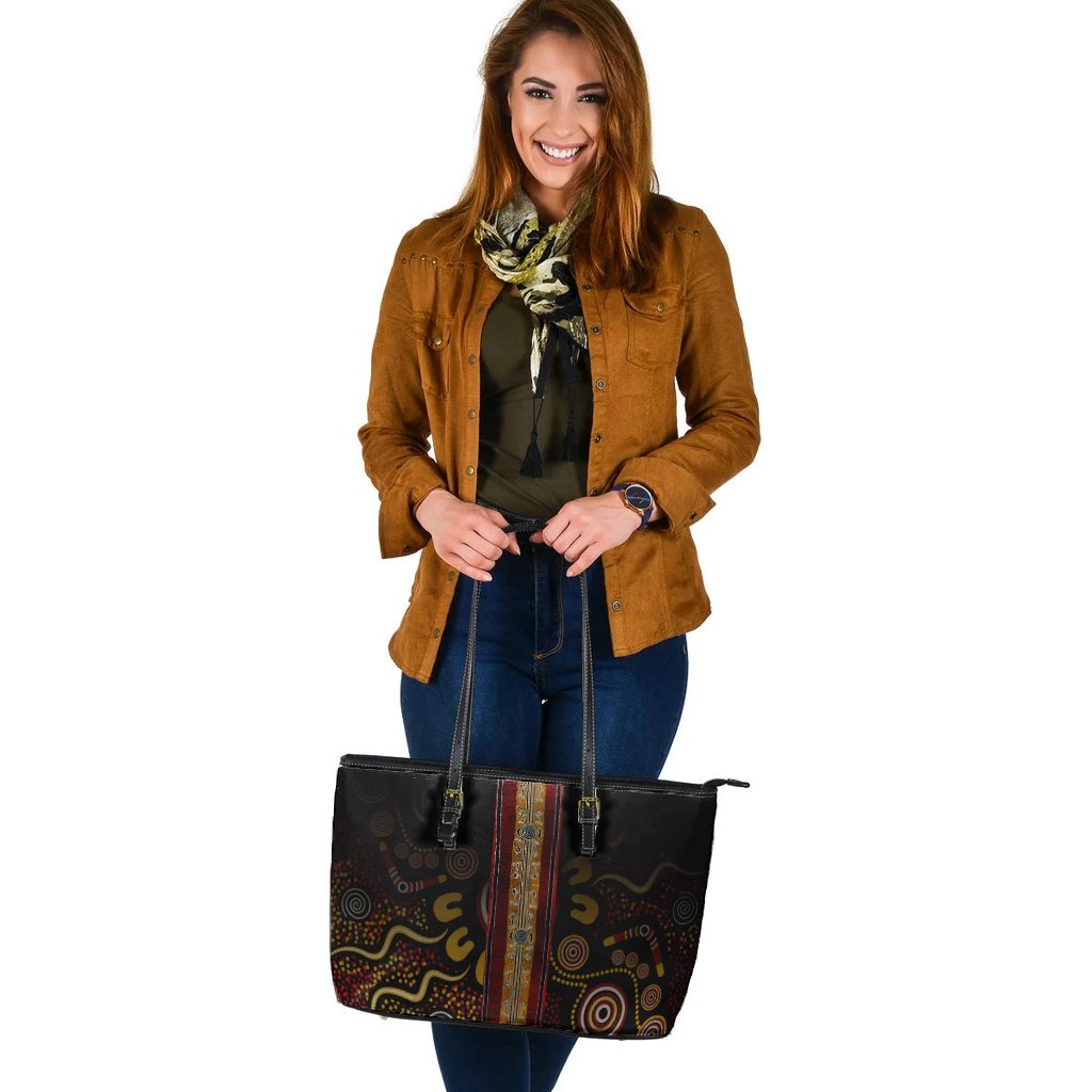 leathe-tote-bag-aboriginal-dot-panting-art-stripe-lines