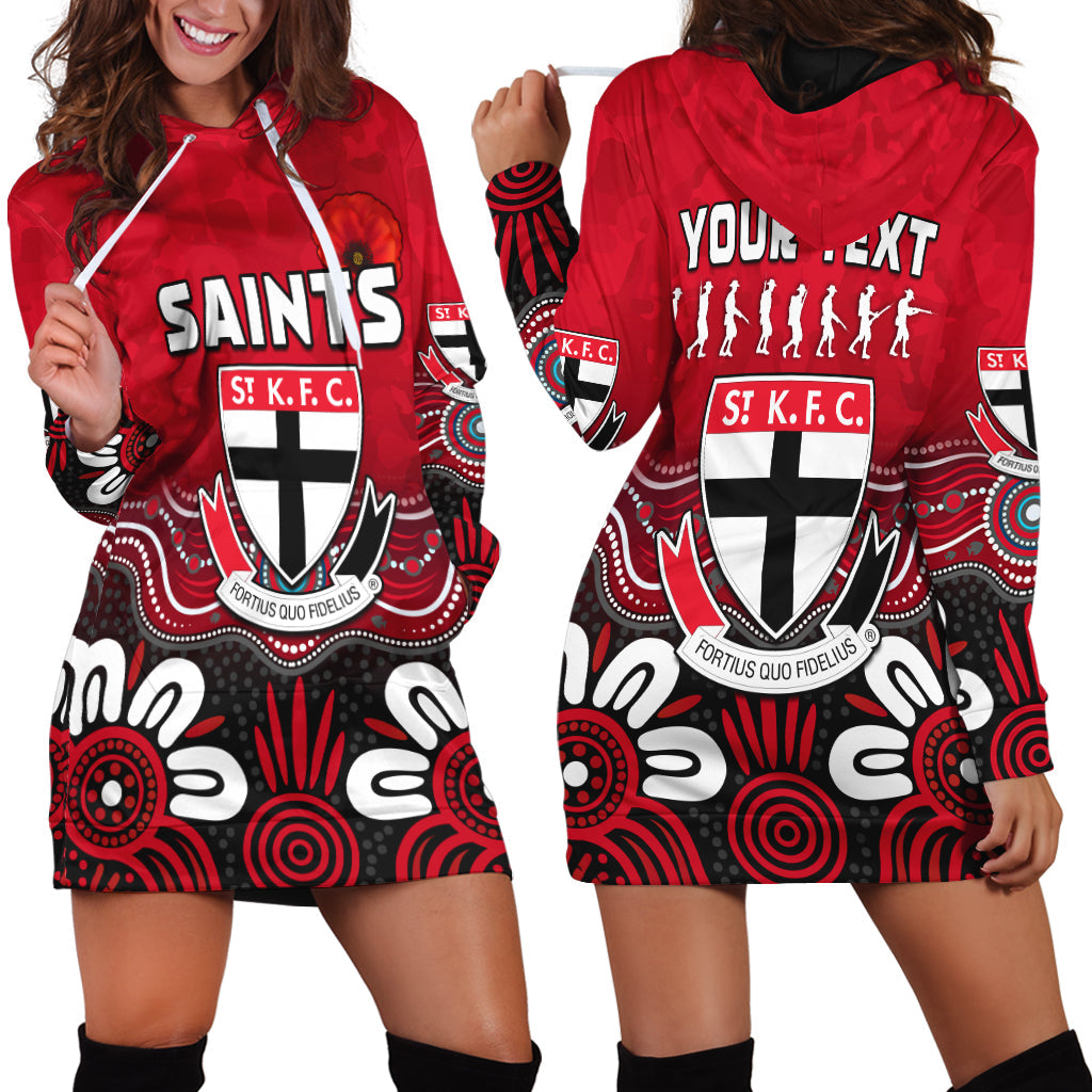 (Custom Personalised) Saints ANZAC 2022 Hoodie Dress St Kilda Aboriginal Remember Them - Vibe Hoodie Shop