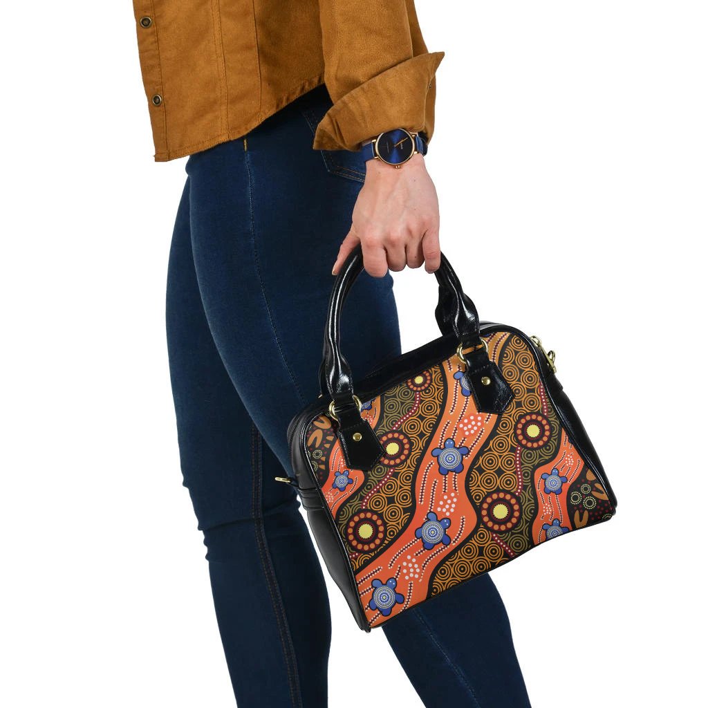 Shoulder Handbag - Aboriginal Dot Unique Style Turtle - Vibe Hoodie Shop