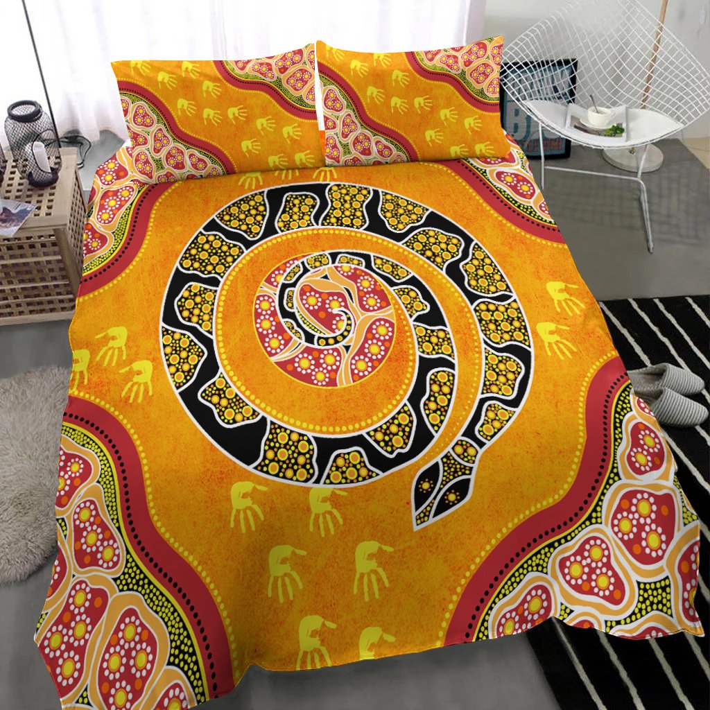 Bedding Set - Aboriginal Unique Style Snake Orange Color 2021 - Vibe Hoodie Shop