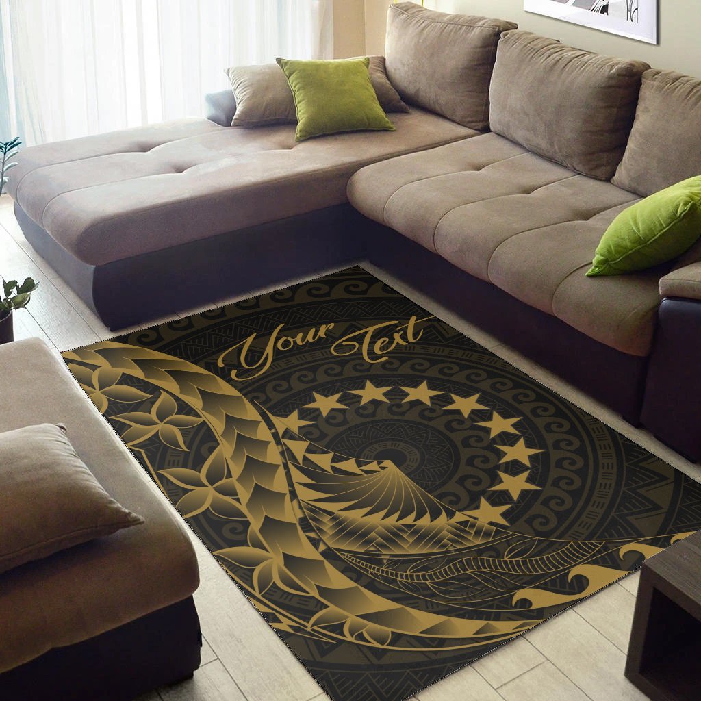 Cook Islands Area Rug - Custom Polynesian Pattern Style Gold Color - Vibe Hoodie Shop