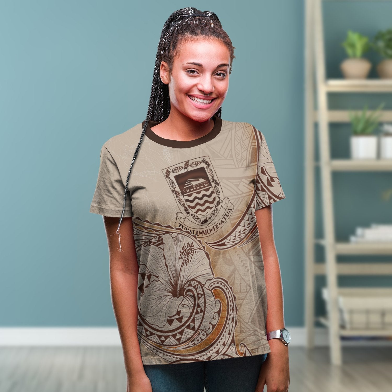 Tuvalu T shirt - Hibiscus Flowers Vintage Style - Vibe Hoodie Shop