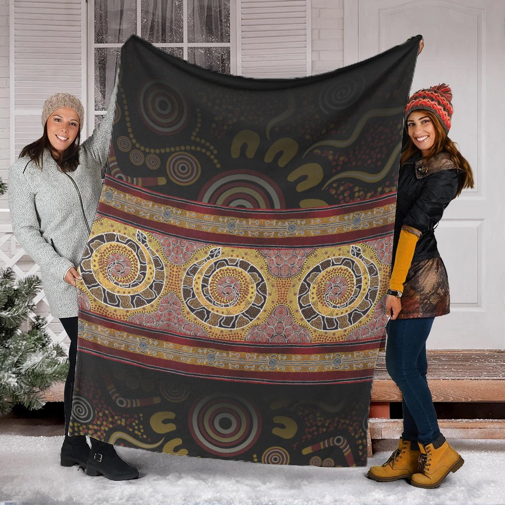 Aboriginal Blanket - Snake Dot Panting Art - Vibe Hoodie Shop