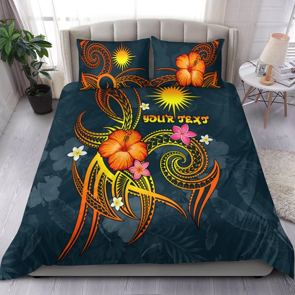 Marshall Islands Polynesian Personalised Bedding Set - Legend of Marshall Islands (Blue) - Vibe Hoodie Shop