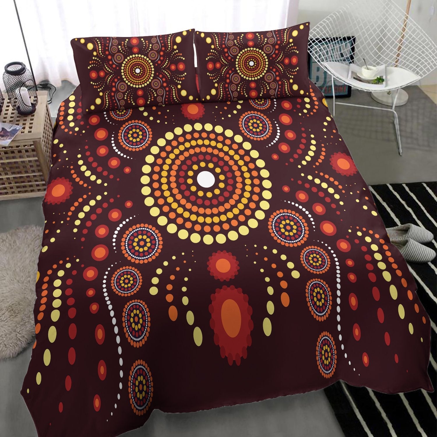 Aboriginal Bedding Set - Indegenous Dot Painting Art - Vibe Hoodie Shop