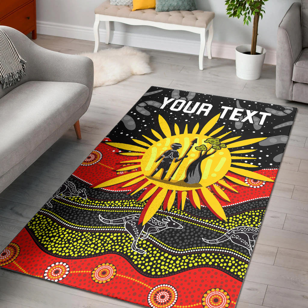 (Custom Personalised) Aboriginal Flag Area Rug Energetic Aussie - Vibe Hoodie Shop