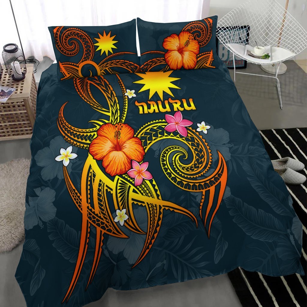 Nauru Polynesian Bedding Set - Legend of Nauru (Blue) - Vibe Hoodie Shop