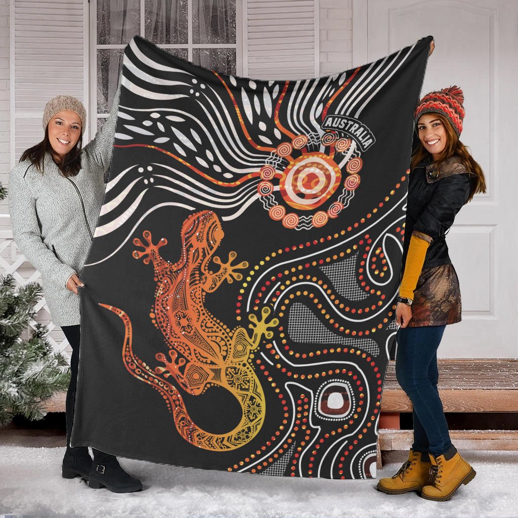 Aboriginal Premium Blanket - Lizard Sunshine - Vibe Hoodie Shop