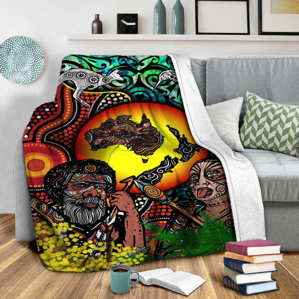 Australia Aboriginal Kangaroo Combine New Zealand Maori Kiwi Bird Blanket - - Vibe Hoodie Shop