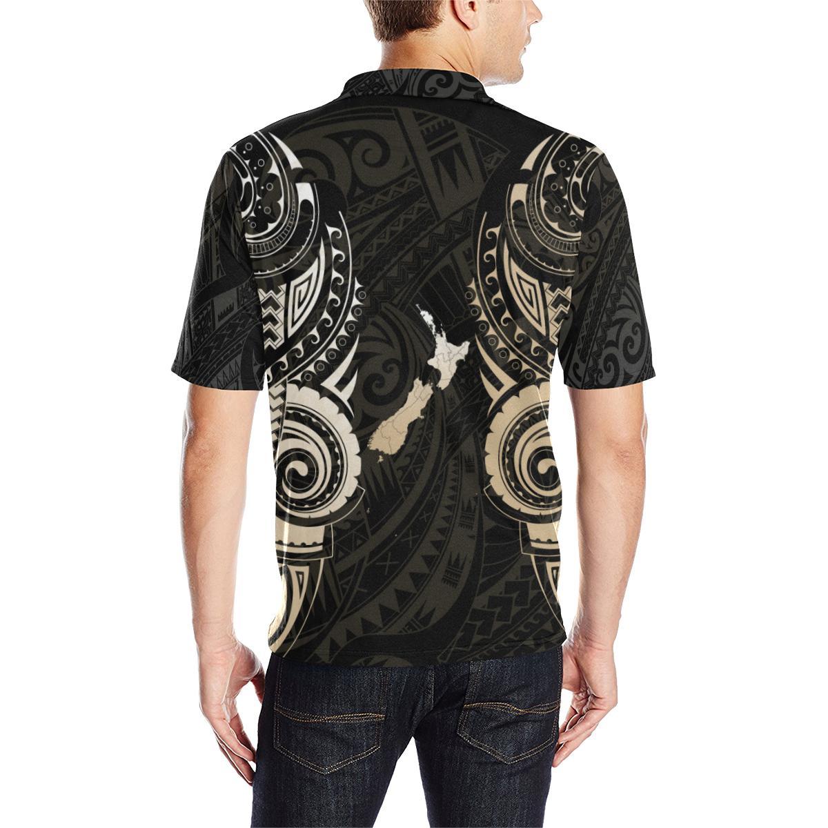 Maori Tattoo with Map New Zealand Polo Shirt - Vibe Hoodie Shop