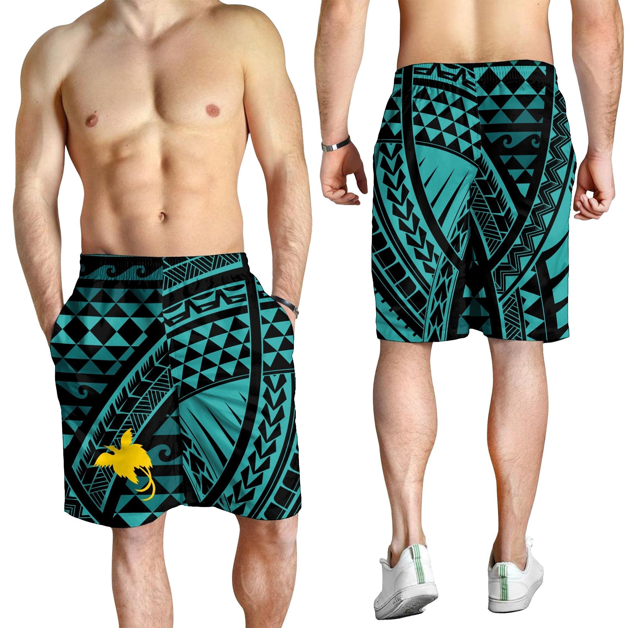 Papua New Guinea Men's Shorts - Tribal Seamless Pattern - Vibe Hoodie Shop