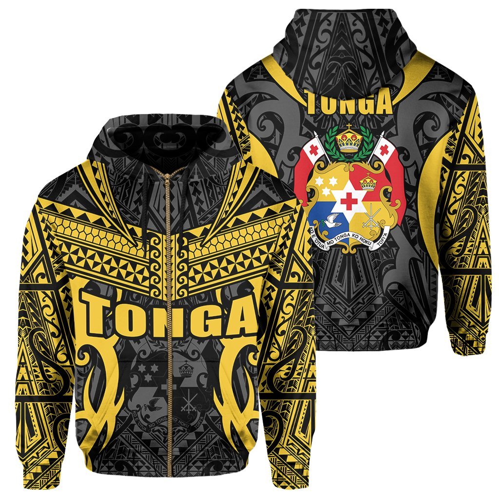 Tonga Hoodie - Kingdom Of Tonga Zip Hoodie Black Gold - Vibe Hoodie Shop