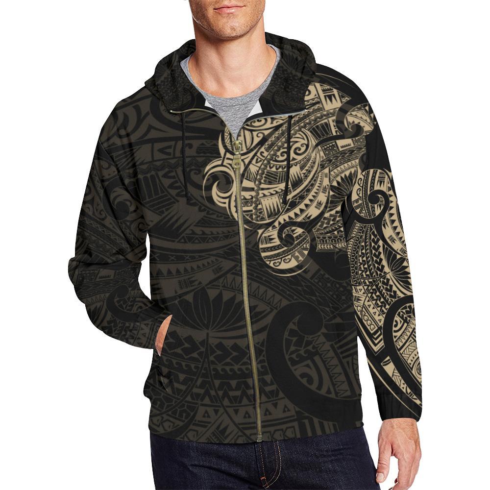 Maori Tattoo Hoodie, New Zealand Zip Up Hoodie - Vibe Hoodie Shop