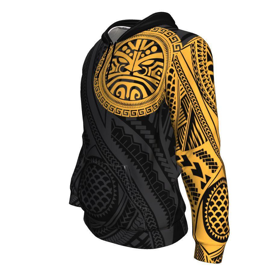 Tribal Hoodie, Polynesian Sun God Tattoo All Over Print Hoodie - Vibe Hoodie Shop