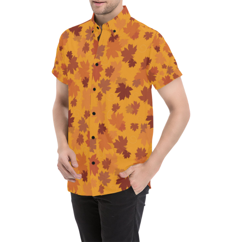 Canada Maple Leaves Pattern Men's Short Sleeve Shirt - Vibe Hoodie Shop