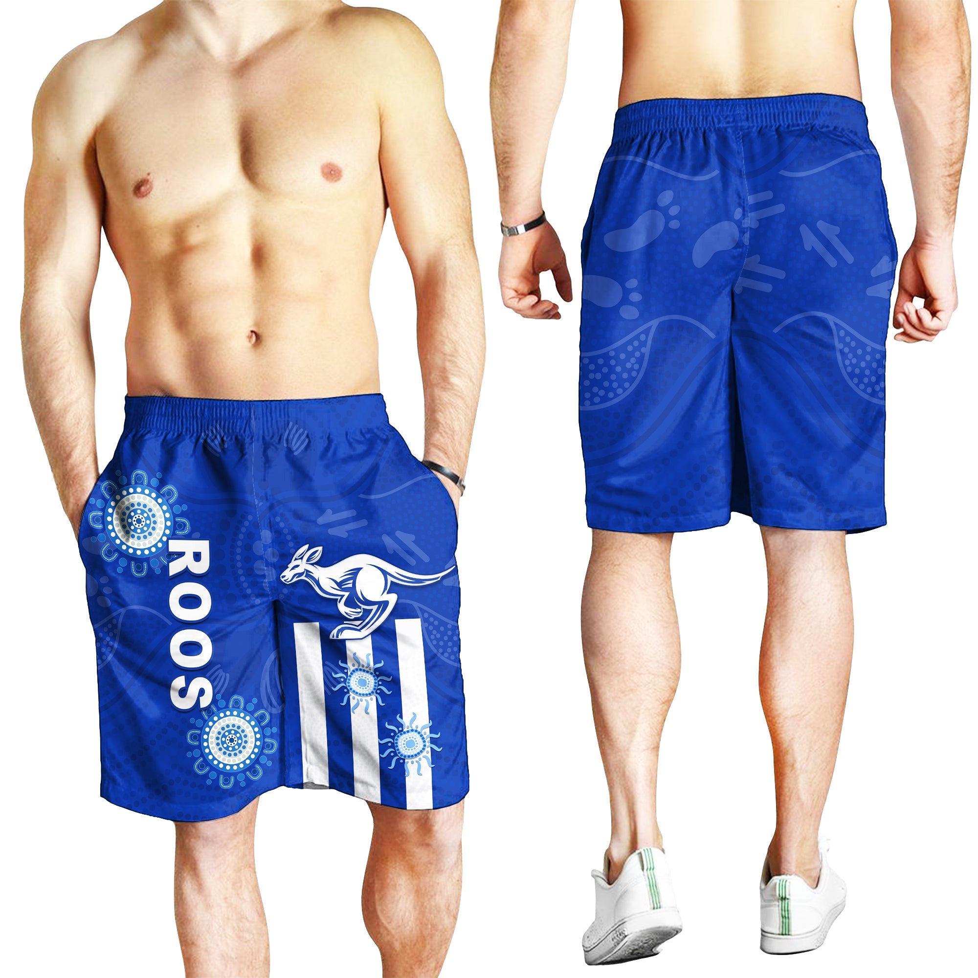 Roos Football North Melbourne Men Shorts Simple Indigenous - Vibe Hoodie Shop