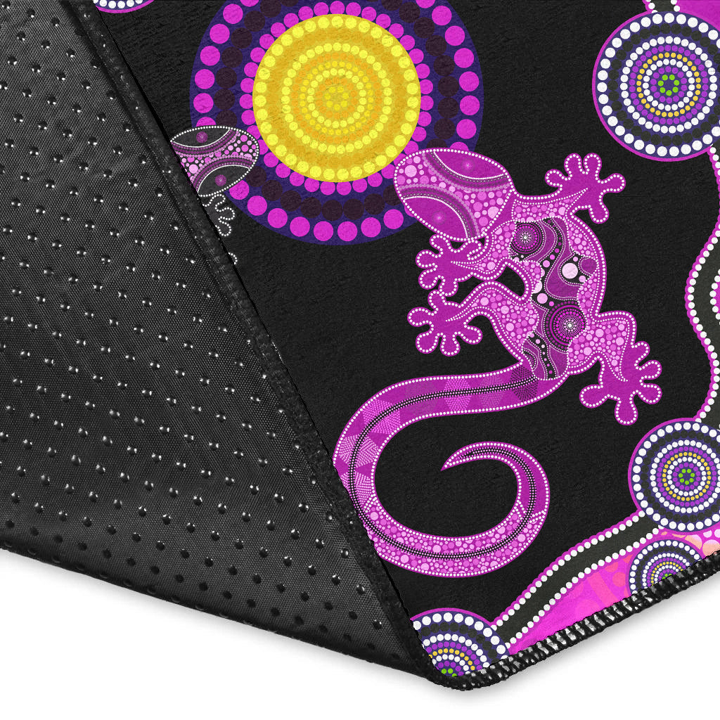 Aboriginal Lizard Area Rug Attracted Australia Version Purple - Vibe Hoodie Shop