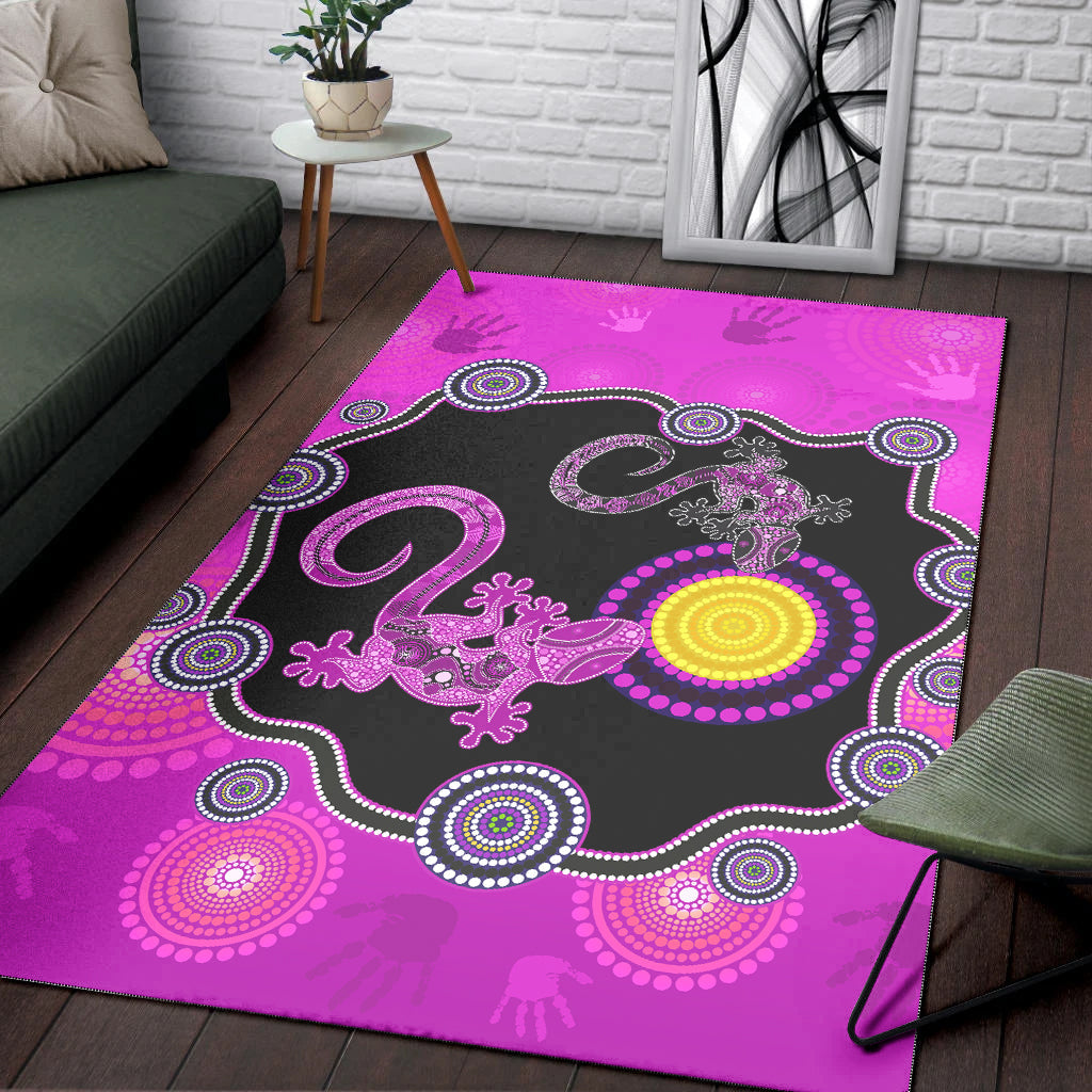 Aboriginal Lizard Area Rug Attracted Australia Version Purple - Vibe Hoodie Shop