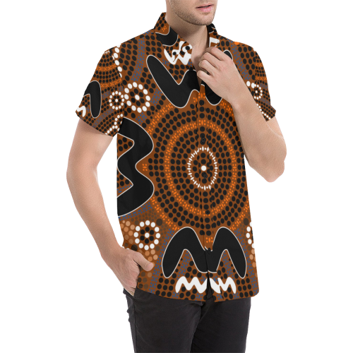 Short Sleeve Shirt - Aboriginal Dot Painting Shirt Boomerang Ver05 - Vibe Hoodie Shop