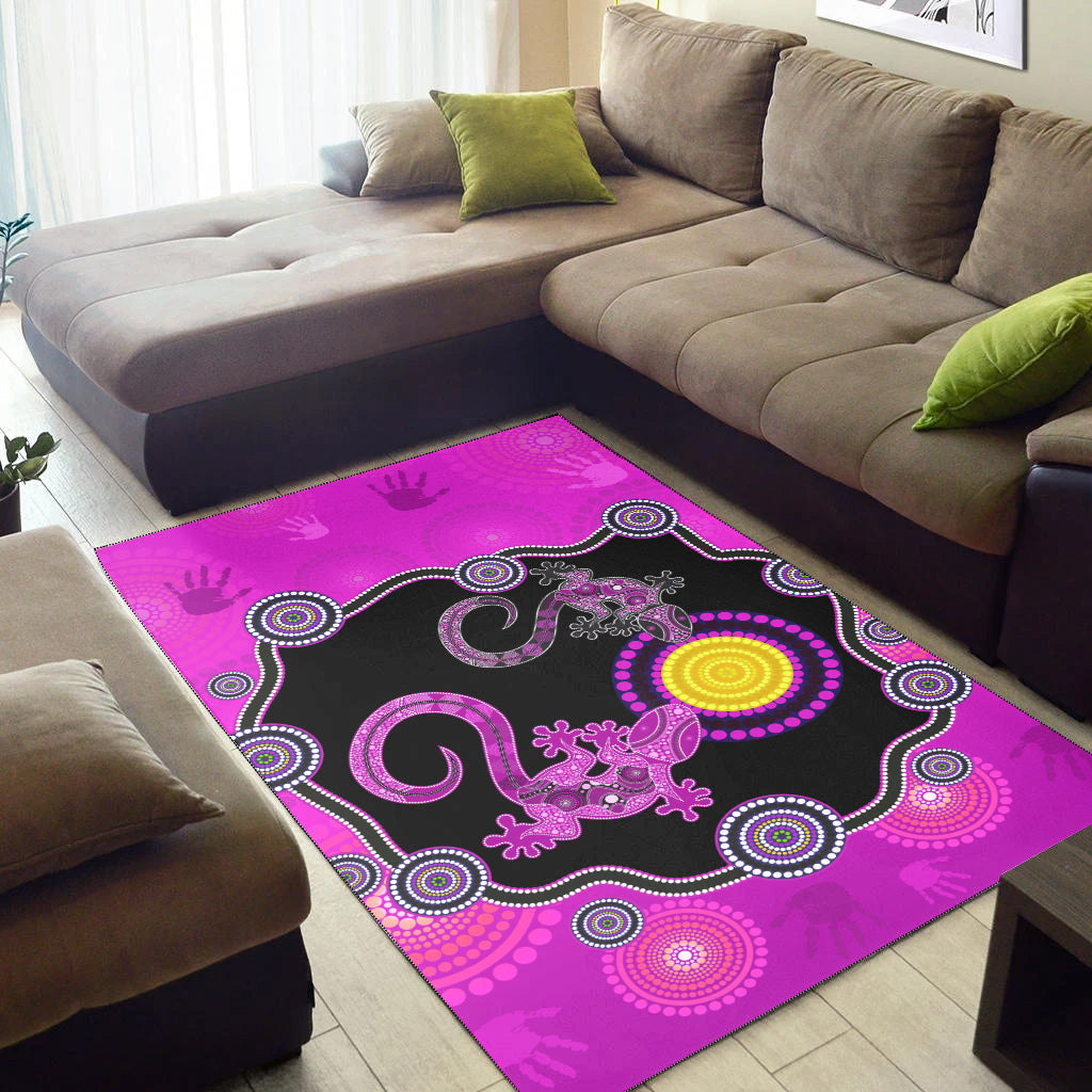 Aboriginal Lizard Area Rug Attracted Australia Version Purple - Vibe Hoodie Shop