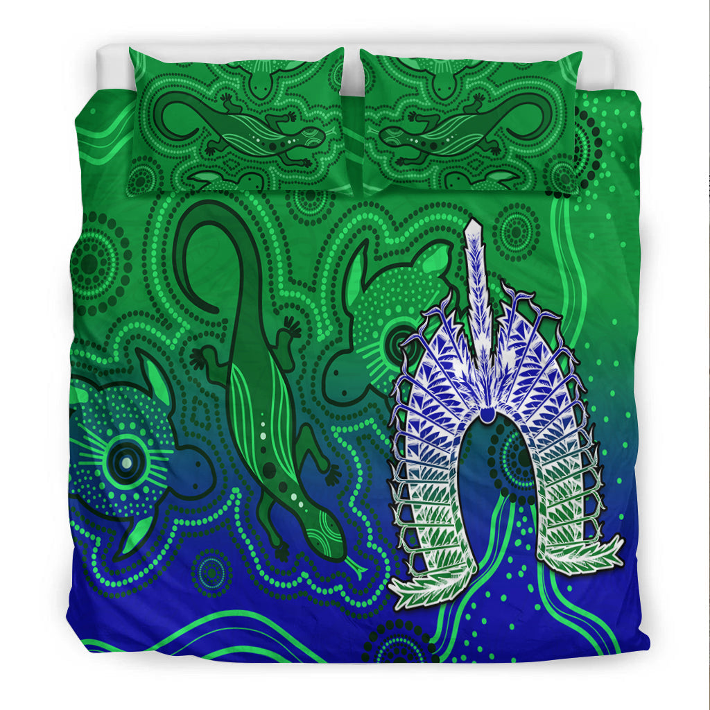 Torres Strait Islands Bedding Set Aboriginal Art Lizard Symbol Peace - Vibe Hoodie Shop