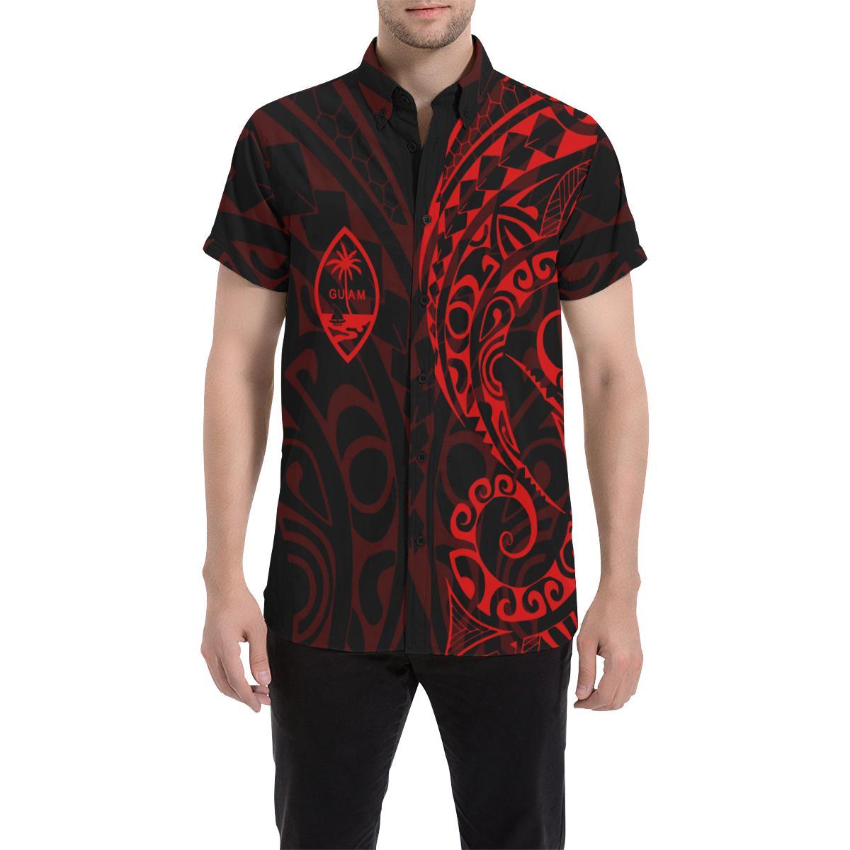 Guam Poly Short Sleeve Shirt Red - Vibe Hoodie Shop