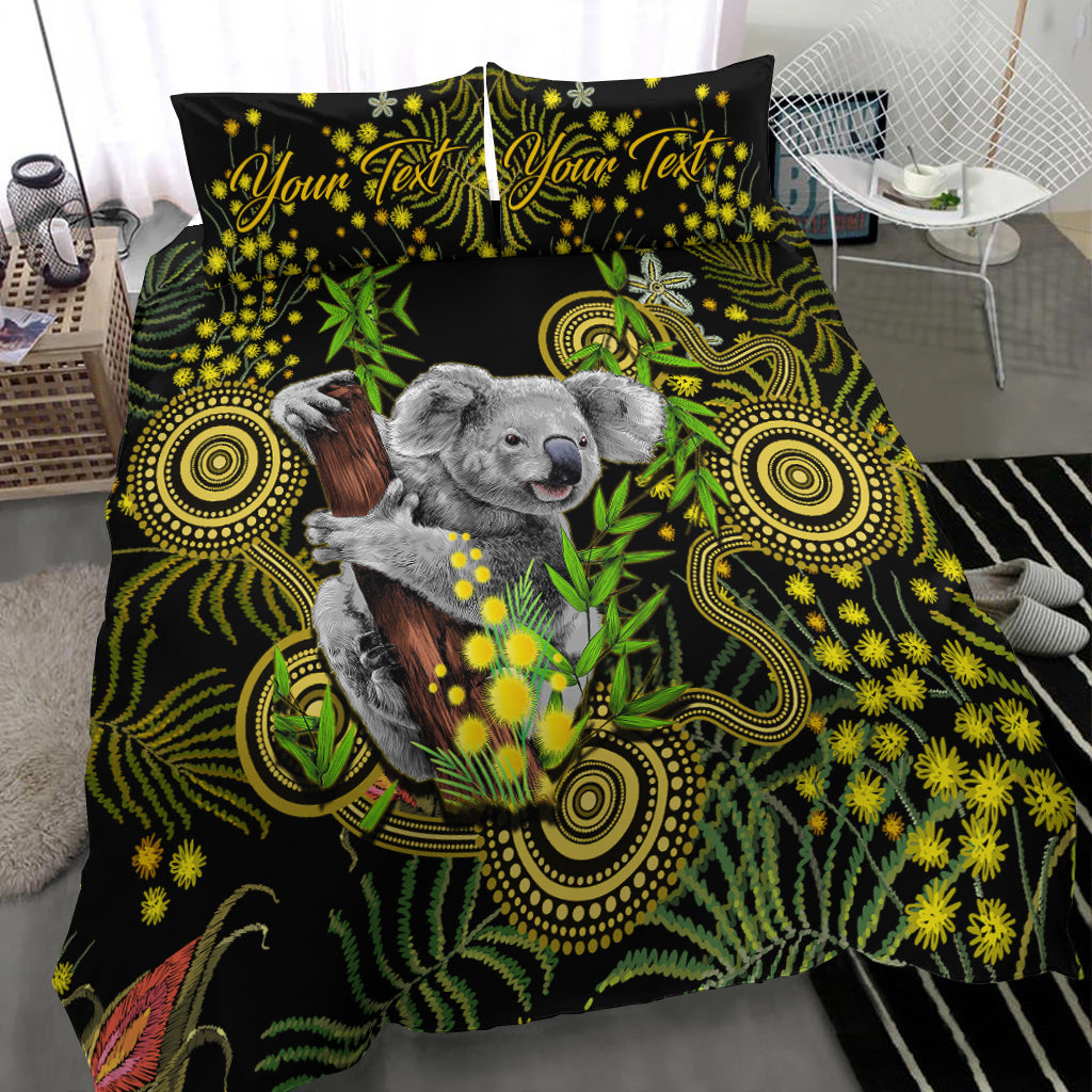 (Custom Personalised) Golden Wattle Bedding Set Australia Acacia Pycnantha Mix Aboriginal - Vibe Hoodie Shop
