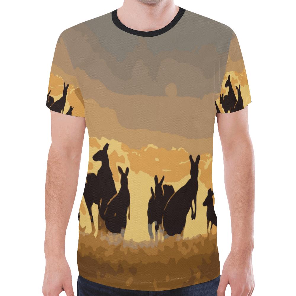 T shirt - Kangaroo T shirt Family Sunset Painting Ver02A - Unisex - Vibe Hoodie Shop