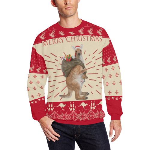 Christmas Sweatshirt, Kangaroo Santa Hat Symbol Patterns - Vibe Hoodie Shop
