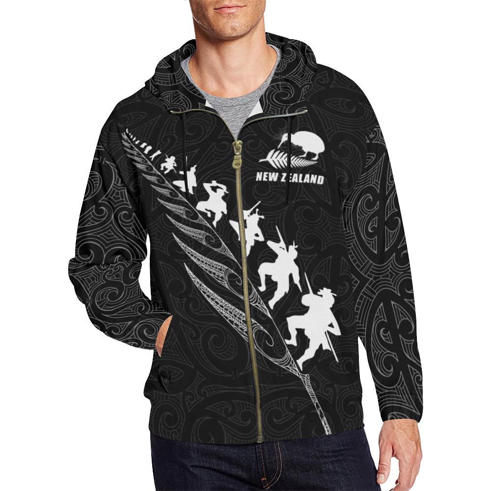 New Zealand Zip Hoodie Kiwi Rugby Haka - Vibe Hoodie Shop