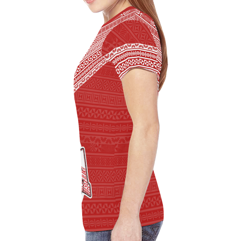 Tonga T shirt - Flag And Tapa Pattern - Vibe Hoodie Shop