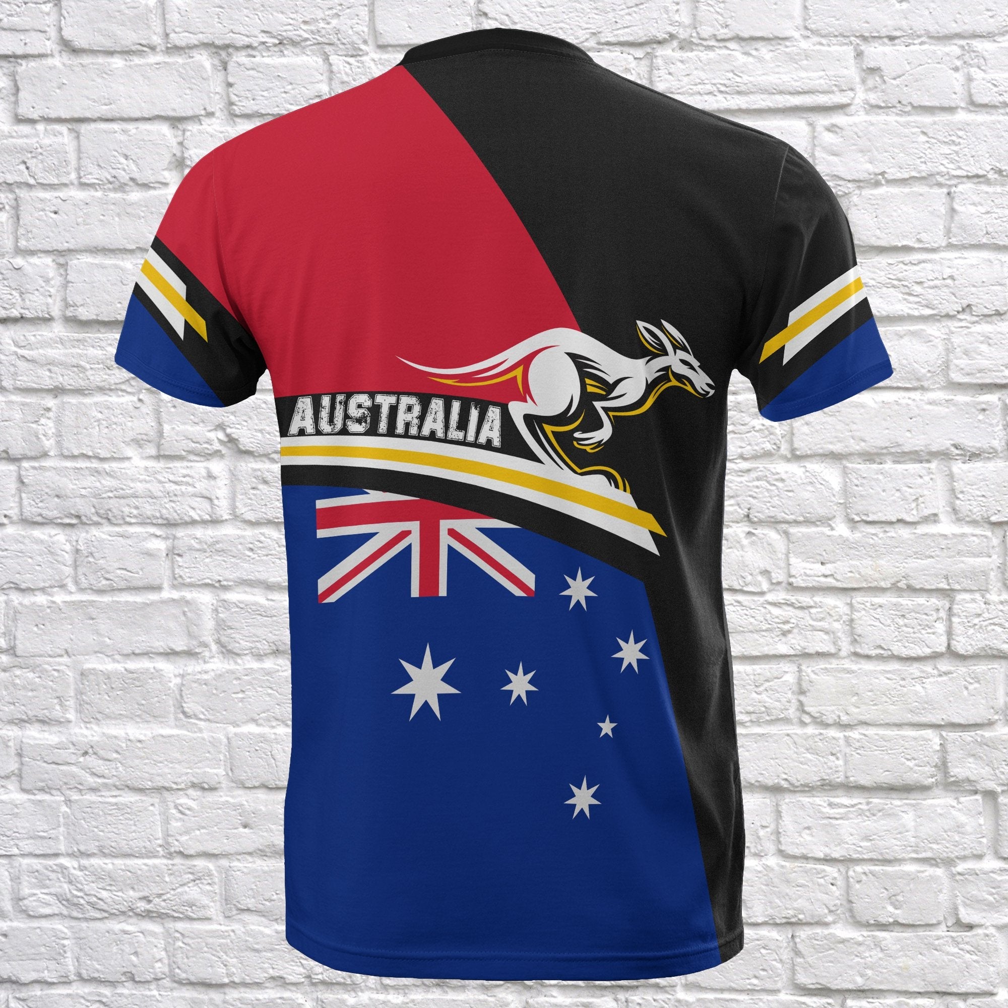 T shirt - Aus Flag T shirt Kangaroo Coat Of Arms - Unisex - Vibe Hoodie Shop